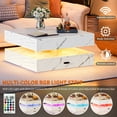 thumbnail image 7 of LED Coffee Table for Living Room,2-Tier Square Center Table,30.7-Inch High Glossy Table with 24-Color Lights for Bedroom and Home Office Space, Marble, 7 of 7