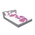 thumbnail image 2 of Ambesonne Nature Fitted Sheet & Pillow Sham Set, Vibrant Leaf and Plant, Full, Fuchsia Purple, 2 of 2