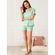 thumbnail image 2 of Conjunto De Pijama Manga Corta Ropa De Dormir Lunares Cuello De Muesca Con Botones Para Mujer Verde XS, 2 of 6