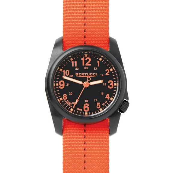 Mens DX3 Plus Resin Case and Orange Nylon Strap Black Watch - 11042