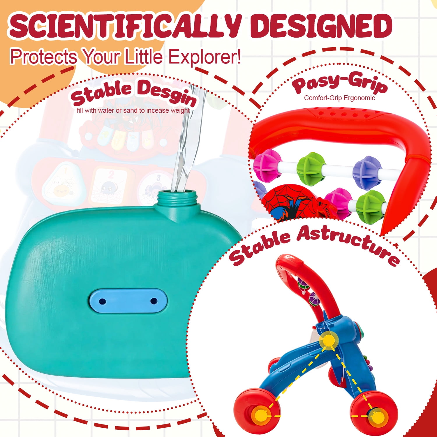 Aijohnny Baby Walker Toys,Push Walker for Boys & Girls Learning,Early Educational Toys for Kids,Birthday Gifts for Toddler 6-18 Months