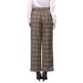 thumbnail image 4 of INSPIRE CHIC Women's Plaid Work Pant High Waist Houndstooth Wide Leg Straight Long Trousers XL Brown, 4 of 6