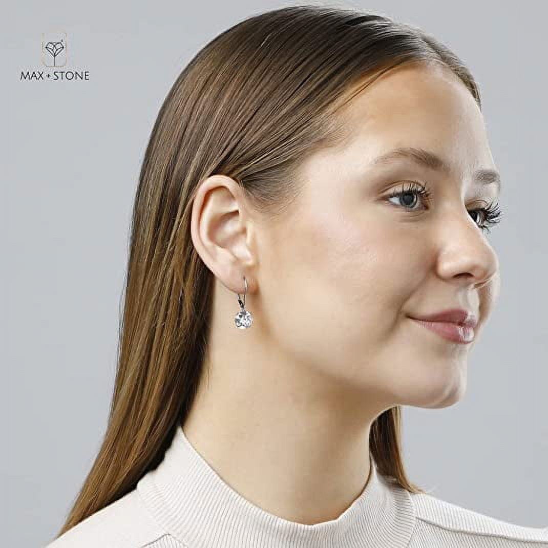 14k Gold Leverback Cubic Zirconia Dangle Earrings for Women | Real Yellow Gold Dangle Earrings | 5 CT.TW 14k Gold Earrings for Women | CZ Cubic Zirconia Drop Earrings by MAX + STONE