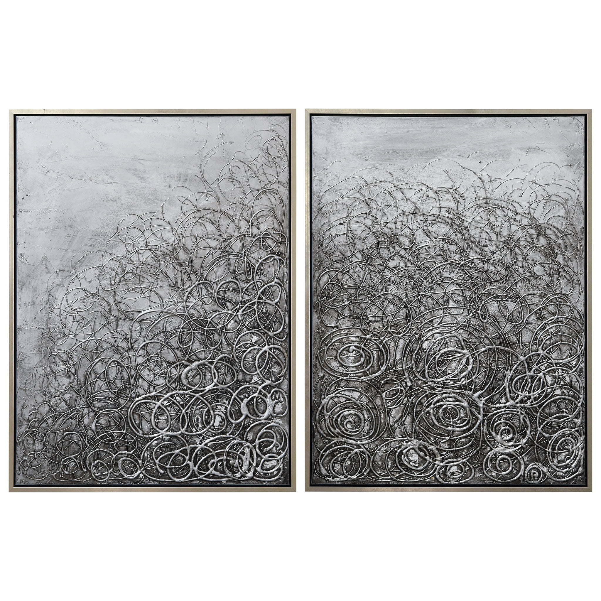 Empire Art Direct Circular Logic Textured Metallic Hand Painted Diptych
