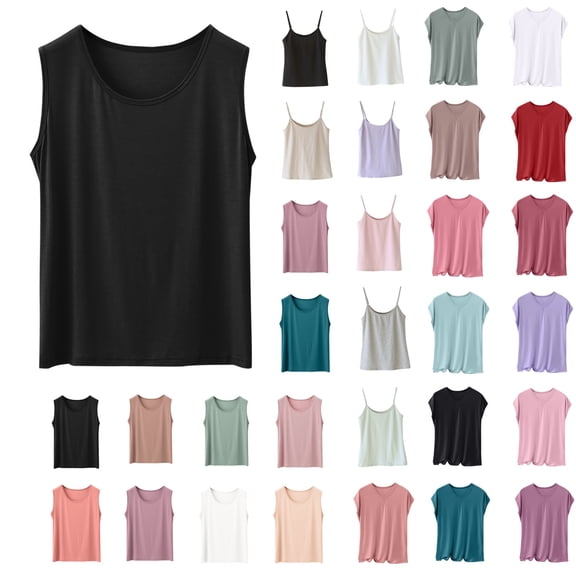 YHAJDS Women's Sleep Tank Top Sleeveless Pajamas Shirt Solid Loose Camisole