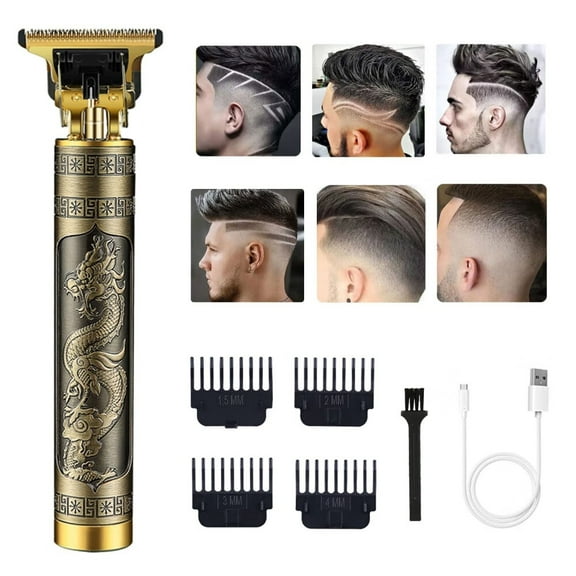 Hair Clippers for Men,Cordless Electric Hair Trimmer Rechargeable Beard Trimmer Shaver,Electric T Blade Trimmer Zero Gapped Edgers Hair Cutting Kit with Guide Combs(Dragon)