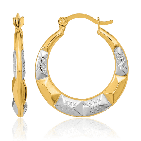 10K Solid Yellow Gold Round Small Hoop Earrings