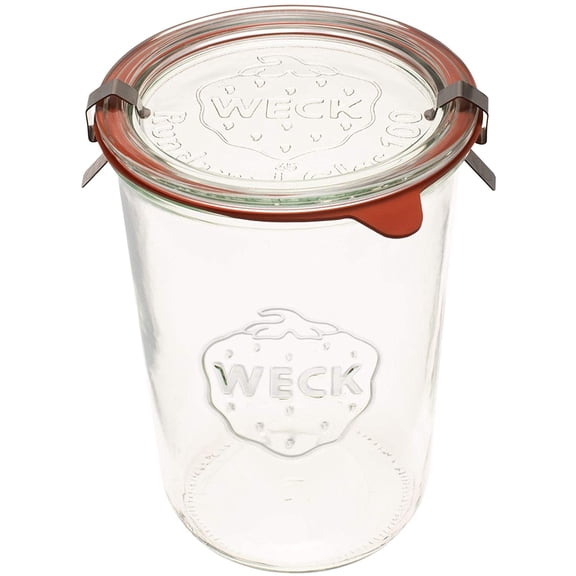 Weck Canning Jars 743 - Weck Mold Jar made of Transparent Glass - Eco-Friendly - Food Storage Container with Lid Airtight - 3/4 Liter Tall 1 Jar with Lid and Rubber Gasket