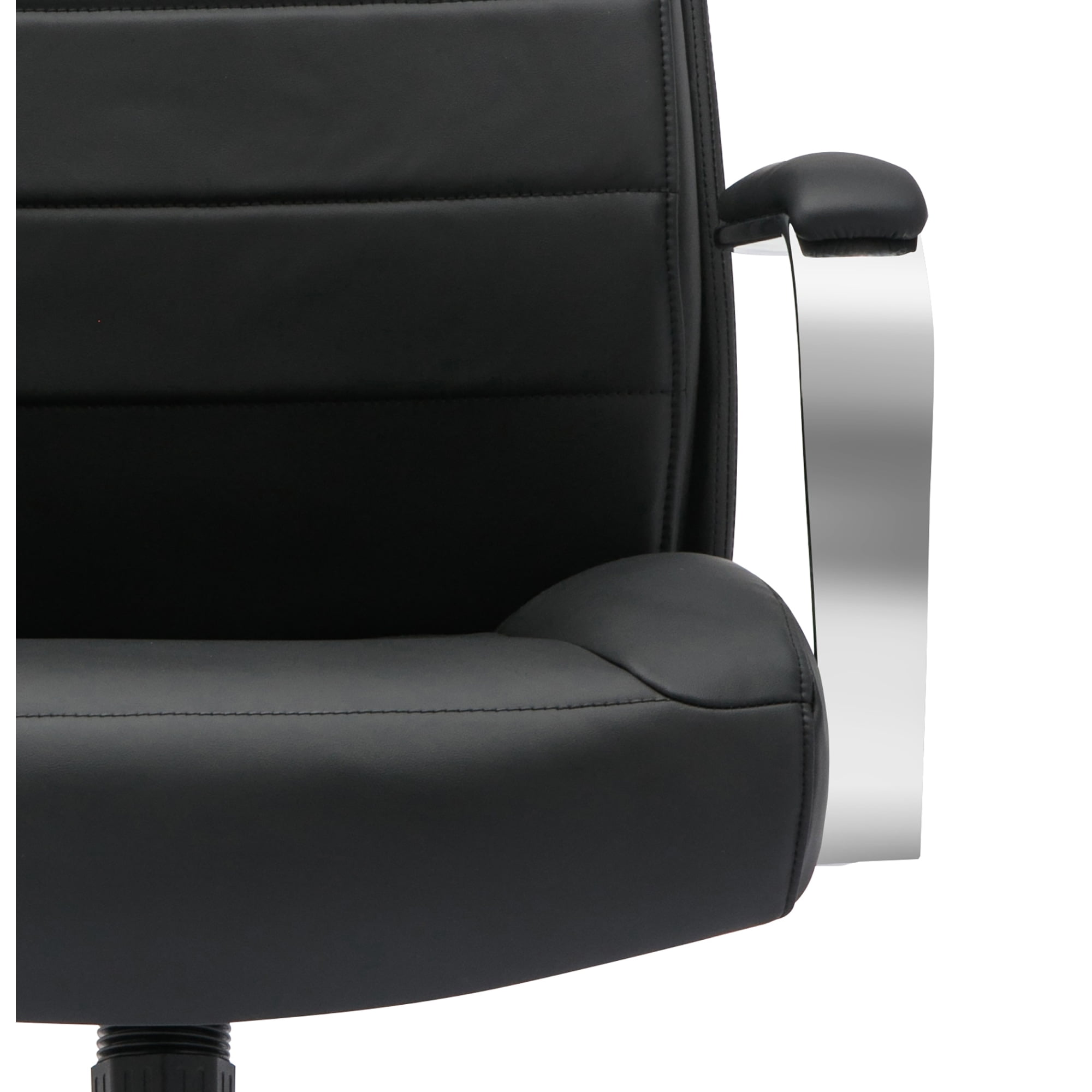 Realspace® Modern Comfort Modee Vegan Leather High-Back Executive Office Chair, Black/Chrome, BIFMA Compliant