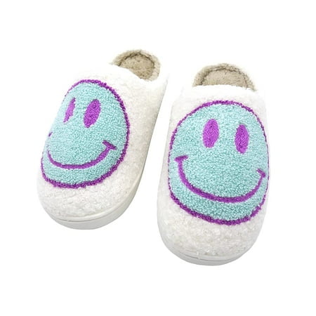 

Smiley Face Slippers for Women Men Anti-Slip Soft Plush Comfy Indoor Slippers US 5-6 (37-38)
