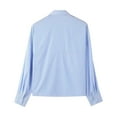 thumbnail image 3 of Men's Striped Crop Blouse Casual Button-Down Lapel Long-Sleeve Shirt Loose Fit Top, 3 of 7