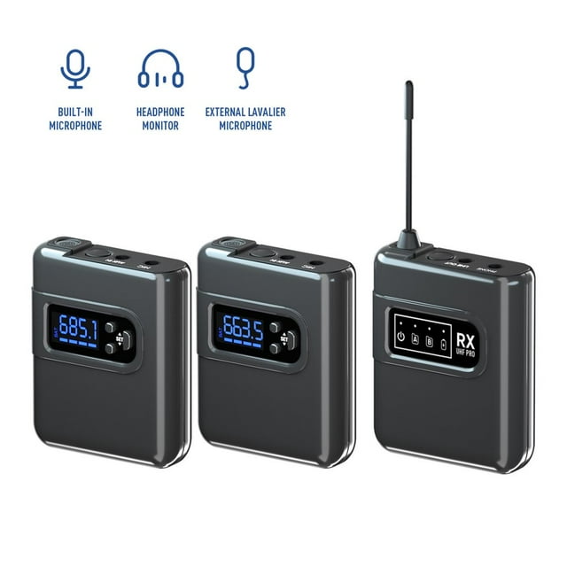 Wireless Lavalier Microphone System with and Receiver Omnidirectional Mic Compatible with DSLR Camera Laptop PC Smartphone Tablet for Interview Recording Conference Online Class Live St