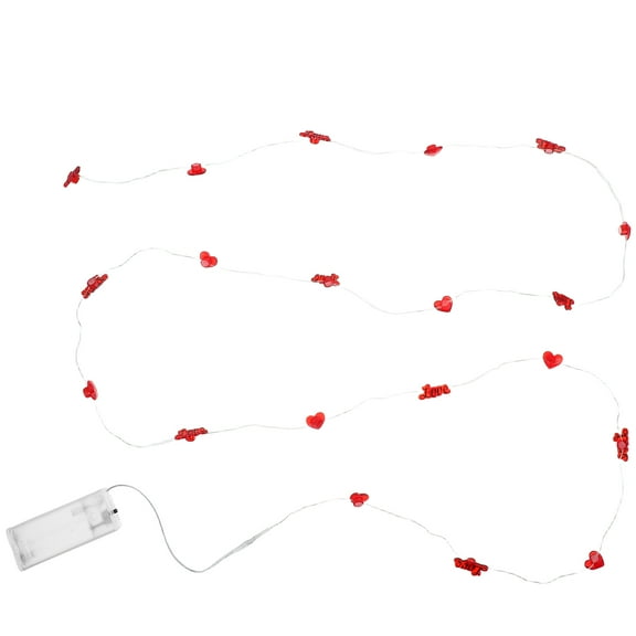 FRCOLOR  Heart Shaped Curtain Light Valentine's Day Decorative Lights Red