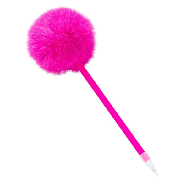 FeiFu 2pcs Ball Pen Pom Pom Ball Pen Fluffy Pompoms Plastic Rollerball Pens for Women Party Supplies Valentines Wedding Gift Favors Pen Hot Pink