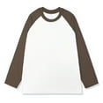 thumbnail image 2 of Wyobmus Men's Crewneck Tshirt Casual Color Blocked Long Sleeve Raglan Cotton Baseball Tee Shirt Coffee, 2 of 5
