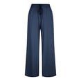thumbnail image 4 of Kinrui Plus Size Wide Leg Pants for Women Casual Loose Elastic Waist Yoga Trousers with Pocket Navy 5XL, 4 of 9