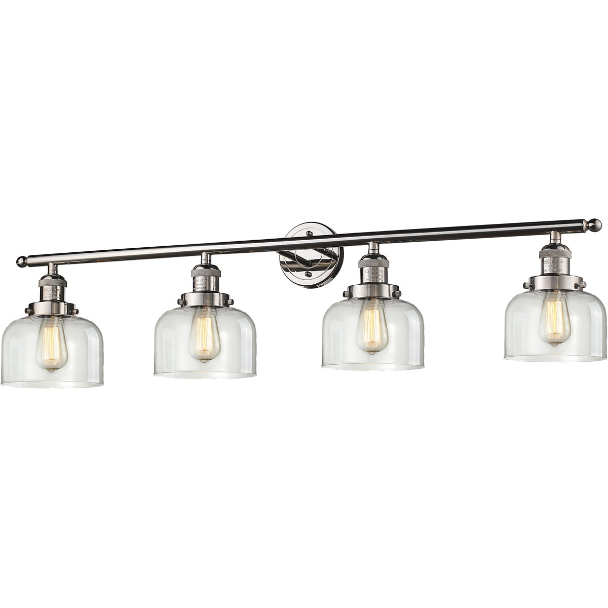 Polished Brass And Chrome With Bell Clear Ribbed Glass 3 Light Bath 24" 