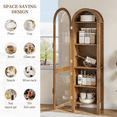 thumbnail image 5 of Tall Arched Storage Display Cabinet 5-Shelf with Acrylic Glass Doors, Kitchen Pantry Storage Cabinet Accent Cabinet Bookcase for Living Dining Room, 5 of 7