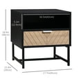 thumbnail image 3 of HOMCOM Table de Chevet avec Tiroir, Table de Nuit avec Étagère et Base en Métal, Noir, 3 of 10