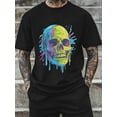 thumbnail image 5 of Men's T-Shirt Color Skull Illustration Funny Modern Art Short Sleeve Casual Tee Classic Crew Neck T-Shirt for Men, 2XL, 5 of 6