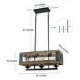 thumbnail image 2 of LNC 3-Lights Farmhouse Distressed Brown Wood Clear Glass Linear Chandelier, 2 of 10