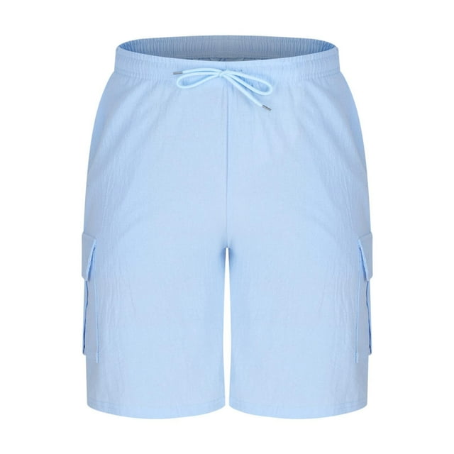 pstuiky Hombres bajos, Pantalones cortos de verano para hombre, cómodos, informales, de color liso, con cordón y bolsillos Pantalones cortos para correr para hombre