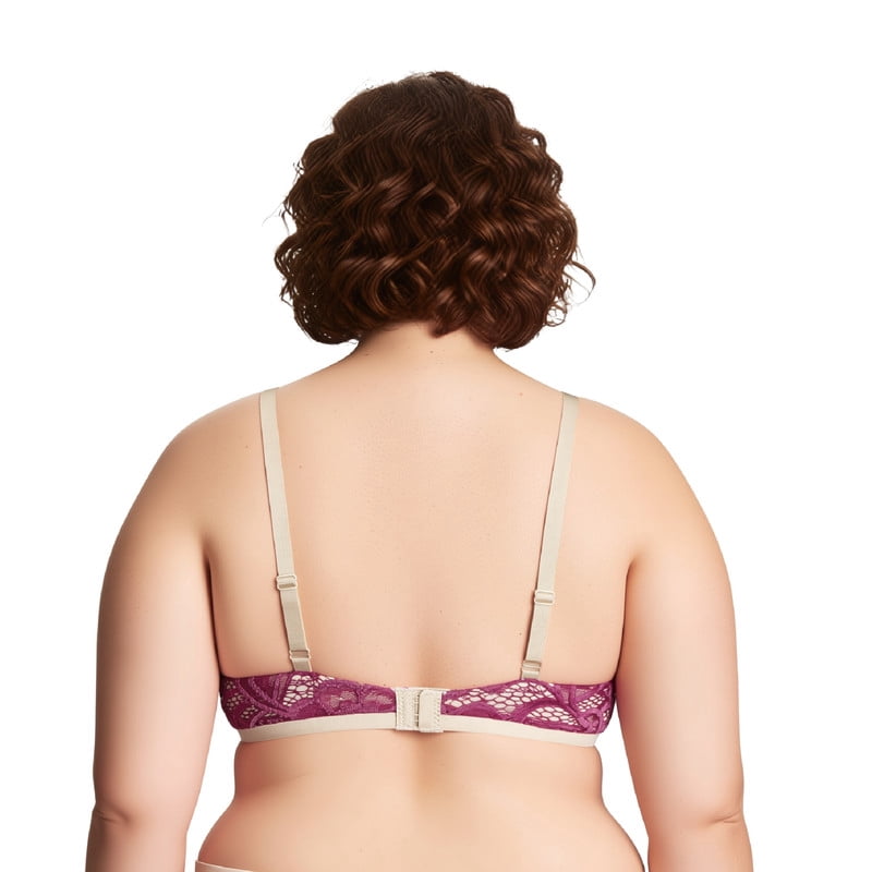 Curve Muse Women's Plus Size Perfect Shape Add 1 Cup Push Up Underwire Lace Bras-2Pk-Rose,Black-48B