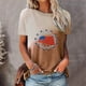 thumbnail image 2 of Camisetas Casuales de las Mujeres Que Cambian de Color Día de la Independencia Imprimir Cuello de la Tripulación, Novedad Gráfico Tops de las Mujeres Casuales, 2 of 6