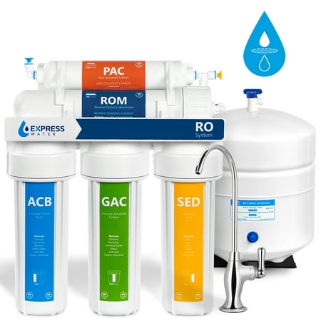 Express Water RO5D 5-Stage Undersink Reverse Osmosis Water Filter System, Chrome Deluxe Faucet, 50 (Best Reverse Osmosis Water Filter System)