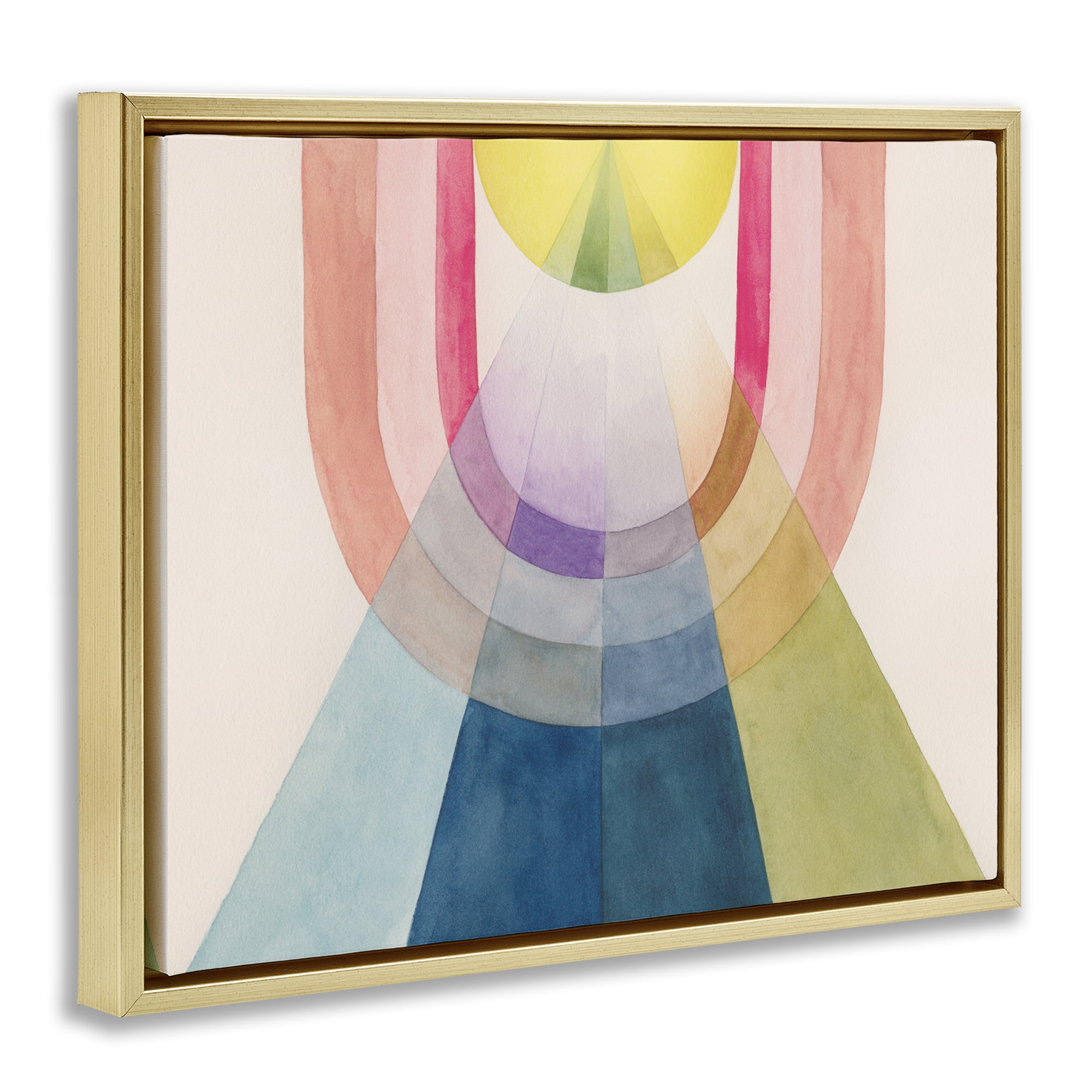 Stupell Industries Abstract Arches & Rays Abstract Painting Gold Floater Framed Canvas Art Print Wall Art, 21 x 17