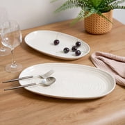 Sango Siterra 2-Piece Speckled Stoneware Oval Large Serving Platters Set