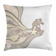 thumbnail image 1 of Nature Throw Pillow Cushion Cover, Floral Horse Galloping Equestrian Unique Inspirational Freedom Graphic, Decorative Square Accent Pillow Case, 18 X 18 Inches, Light Yellow Peach Cocoa, by Ambesonne, 1 of 2