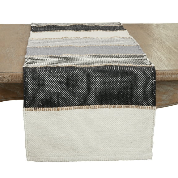 Saro Lifestyle Jute Accent Stripe Table Runner