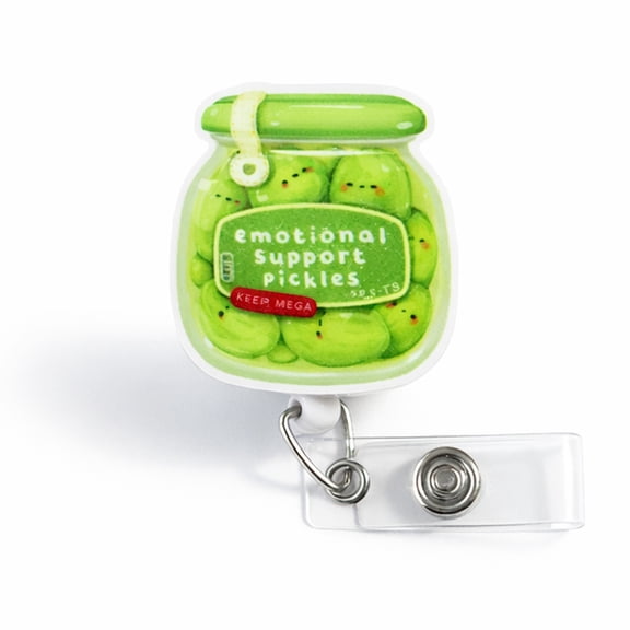 Emotional Support Pickles Badge Reel – Funny Pickle ID Clip for Nurses, Teachers, Mental Health Staff | Scrapheart