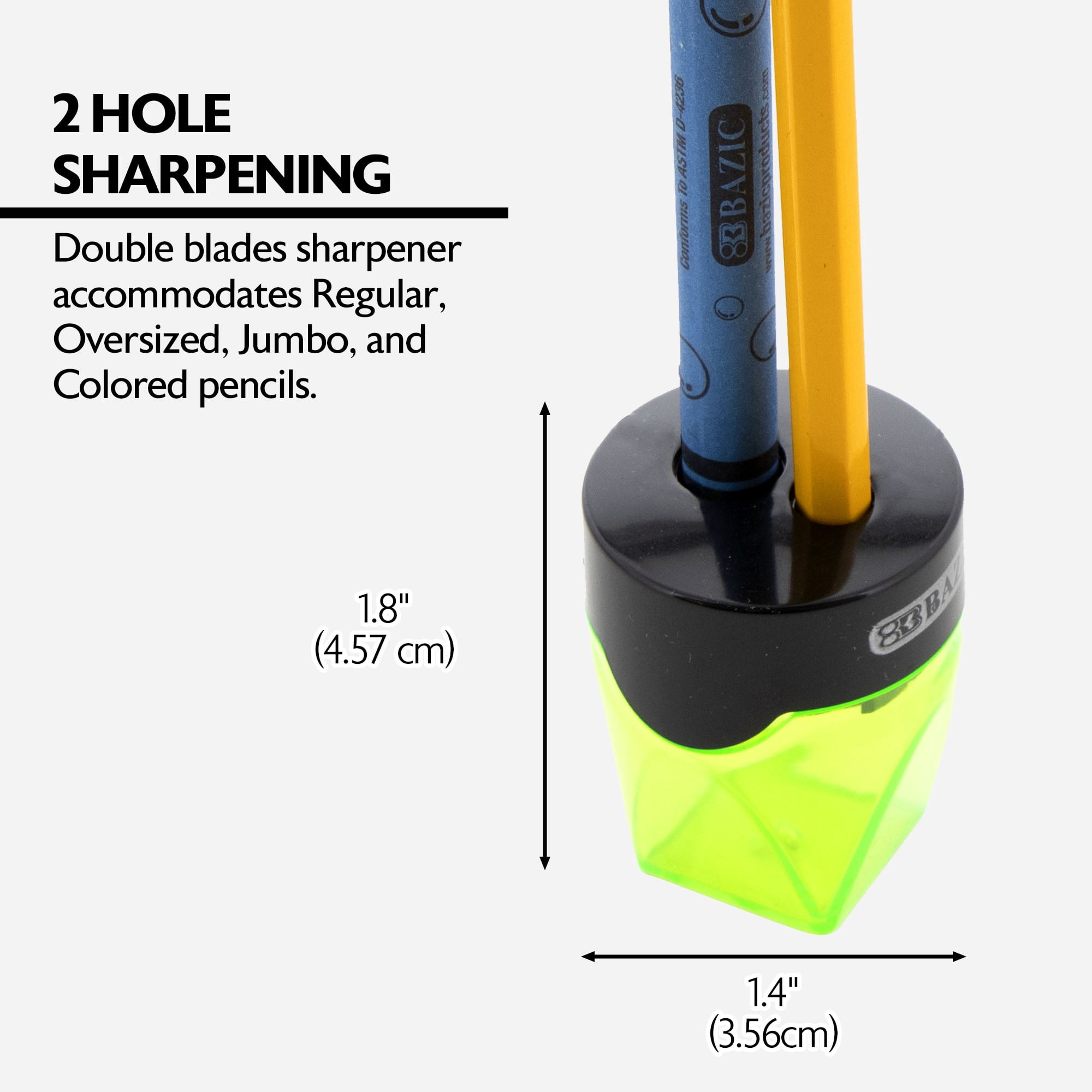 BAZIC Pencil Sharpener Dual Blades w/ Diamond Receptacle, 24-Pack