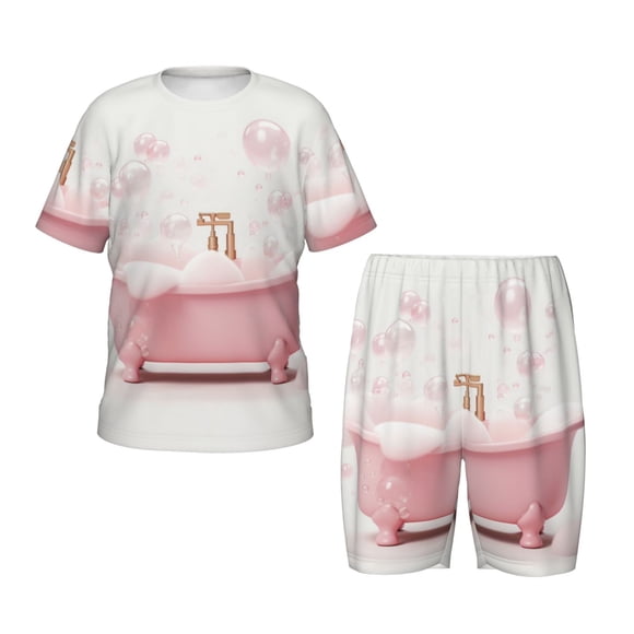 Balery Cute Bathtub Conjunto de Pijama Infantil de Manga Corta con Estampado – Ropa de Dormir de Algodón Suave-4X-Large
