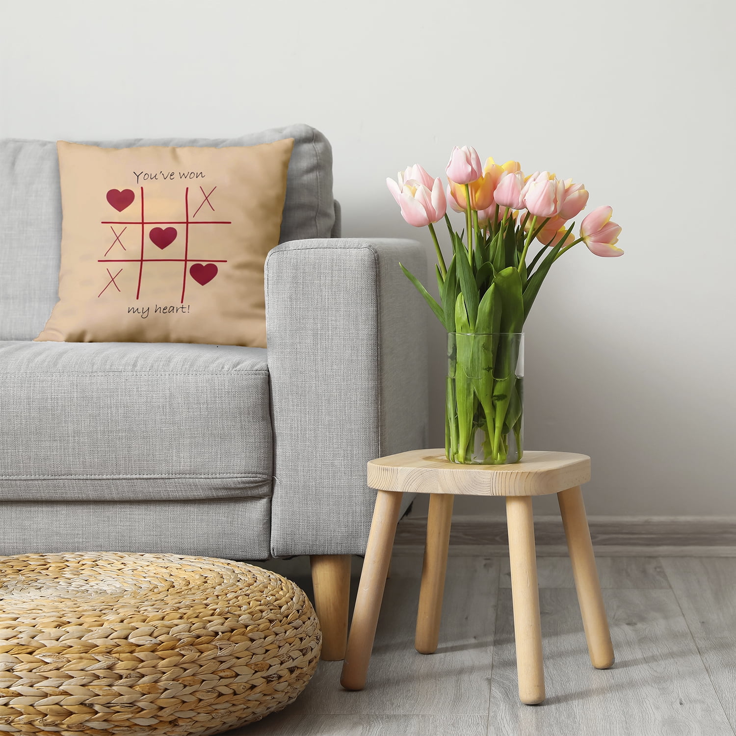 26" x 26" Simply Daisy You've Won My Heart Polyester Accent Pillow, Corn Stalk Qty 1