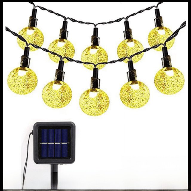 Guirnalda de luces con energía Solar USB, luces coloridas navideñas, bombillas LED, bolas, decoración para exteriores, luces intermitentes