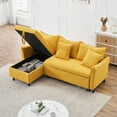thumbnail image 4 of 80-inch Convertible Sofa Bed, Corduroy L-shaped Couch with Storage Seat & 2 Pillows, Modern Soft Lazy Chair with Pull-Out Ottoman for Living Room Office Apartment, Yellow, 4 of 8