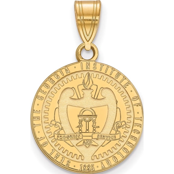 Ss/Gold Plated Sterling Silver With Gp Logoart Georgia Institute Of Tech Med Crest Pendant (22 X 15) Made In United States gp055gt