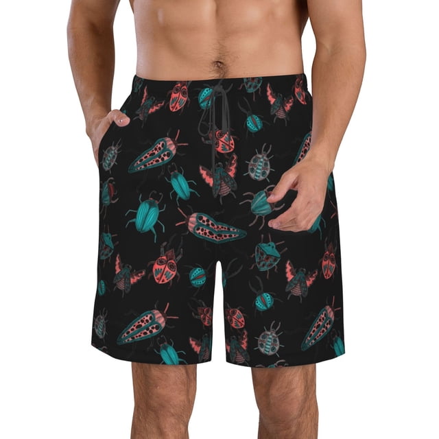 Fotbe Colorful Insect Trajes de Baño Estampados para Hombre, Shorts de Verano de Secado Rápido, Ropa de Playa, Bañadores-3X-Large