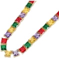 thumbnail image 4 of 14K Gold Over S925 Micro-Inlaid Four-Color Square Moissanite Necklace, Hip-Hop Trendsetter Jewelry, Fashion Gift for Street Style Lovers, 4 of 7