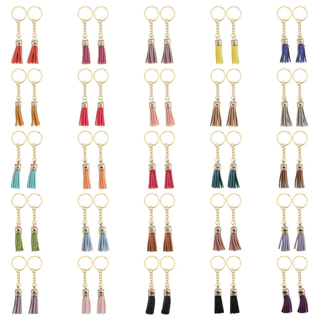 Miangastore 50pcs Unique Tassel Keychain DIY Tassel Pendants Leather Tassel Keyholders