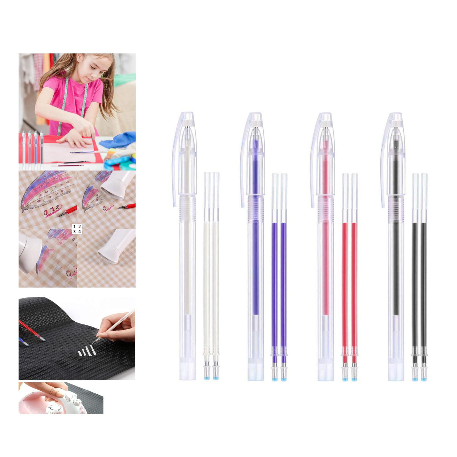 Fabric Marker Pen, 1 Set Heat Erasable Fabric 4 colour 3Pcs 