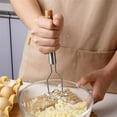 thumbnail image 4 of Stainless Steel Star Shaped Potato Masher Wood Egg Whisk Kitchen Gadgets Durable Cooking Tools Set Hand Graters for Kitchen Garlic Garlic Grill Roaster Garlic 2 in 1 Garlic Roller Peeler Potato Cuber, 4 of 7