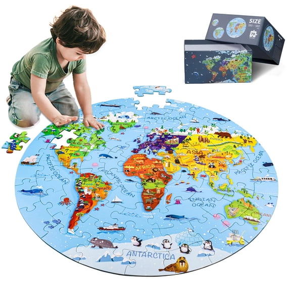 Rompecabezas DIGOBAY World Map 70 piezas para niños de 4 a 8 años