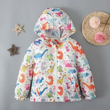 

Augper Baby Girl Clothes Long Sleeve Fall Winter Clearance Children Spring And Autumn Models Long Sleeved Printed Hooded Zipper Jacket Windbreaker Children Clothing