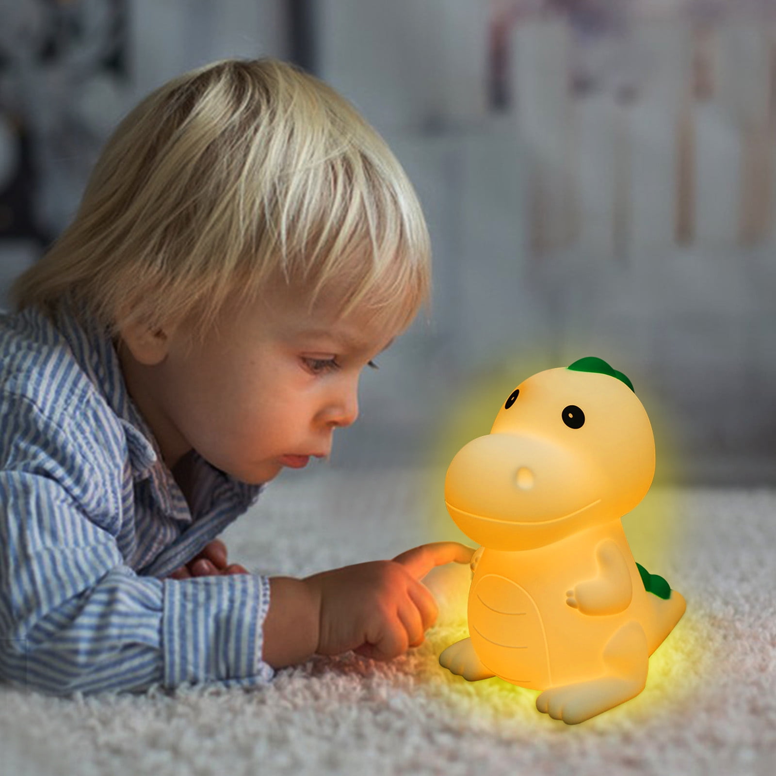 SPOORYYO USB Rechargeable Dinosaur Night Light for Kids, Soft LED Lamp with Adjustable Brightness and Dual Lighting Modes, Perfect Nursery Decor and Gift