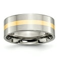 thumbnail image 1 of Bague Plate en Incrustation Jaune 14k en Titane de 8 Mm 9.5 Size, 1 of 6