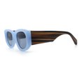 thumbnail image 6 of Womens Squared Rectangle Frost Matte Thick Temple Plastic Mod Sunglasses Blue - Black, 6 of 8